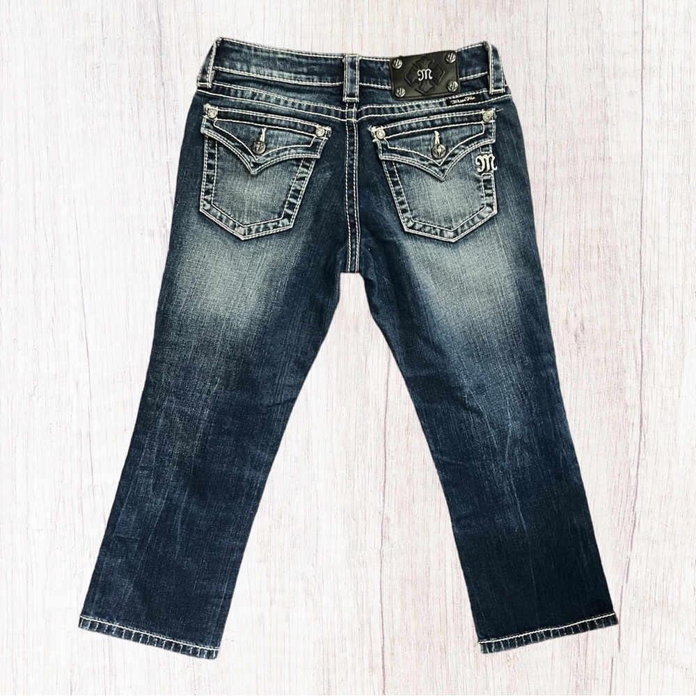 Miss Me Crop Denim Medium Wash Western Rodeo Women’s Blue Jeans JS4009C9 29